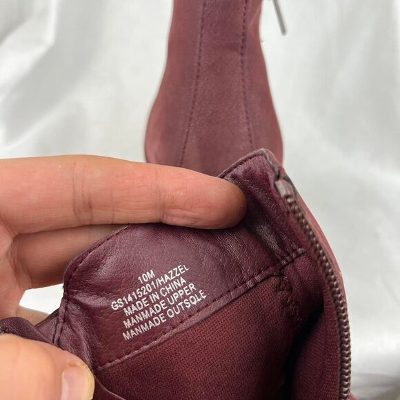 MIA Rider Lug Sole Ankle Boots Shoe Burgundy Wine Vegan Heel Zipper new size 10 - Picture 8 of 8